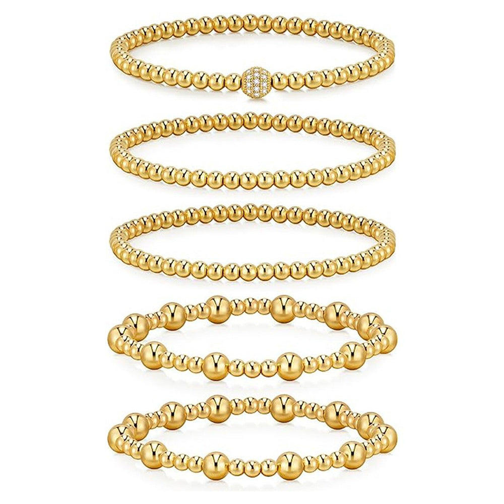 Sakerplus Gold Beaded Ball Bracelet Set