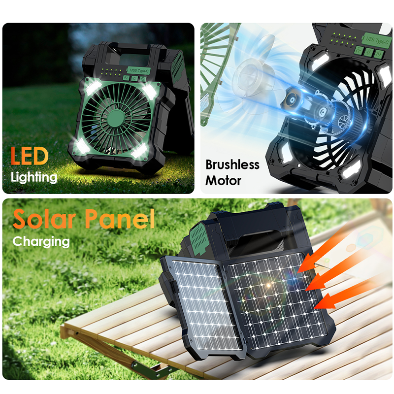 Sakerplus Solar Powered Portable Camping Fan