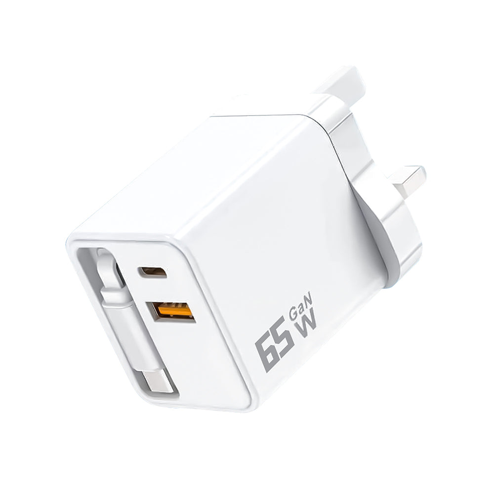 Sakerplus Compact Dual Retractable USB Charger