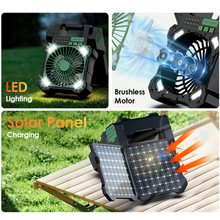 Sakerplus Solar Powered Portable Camping Fan