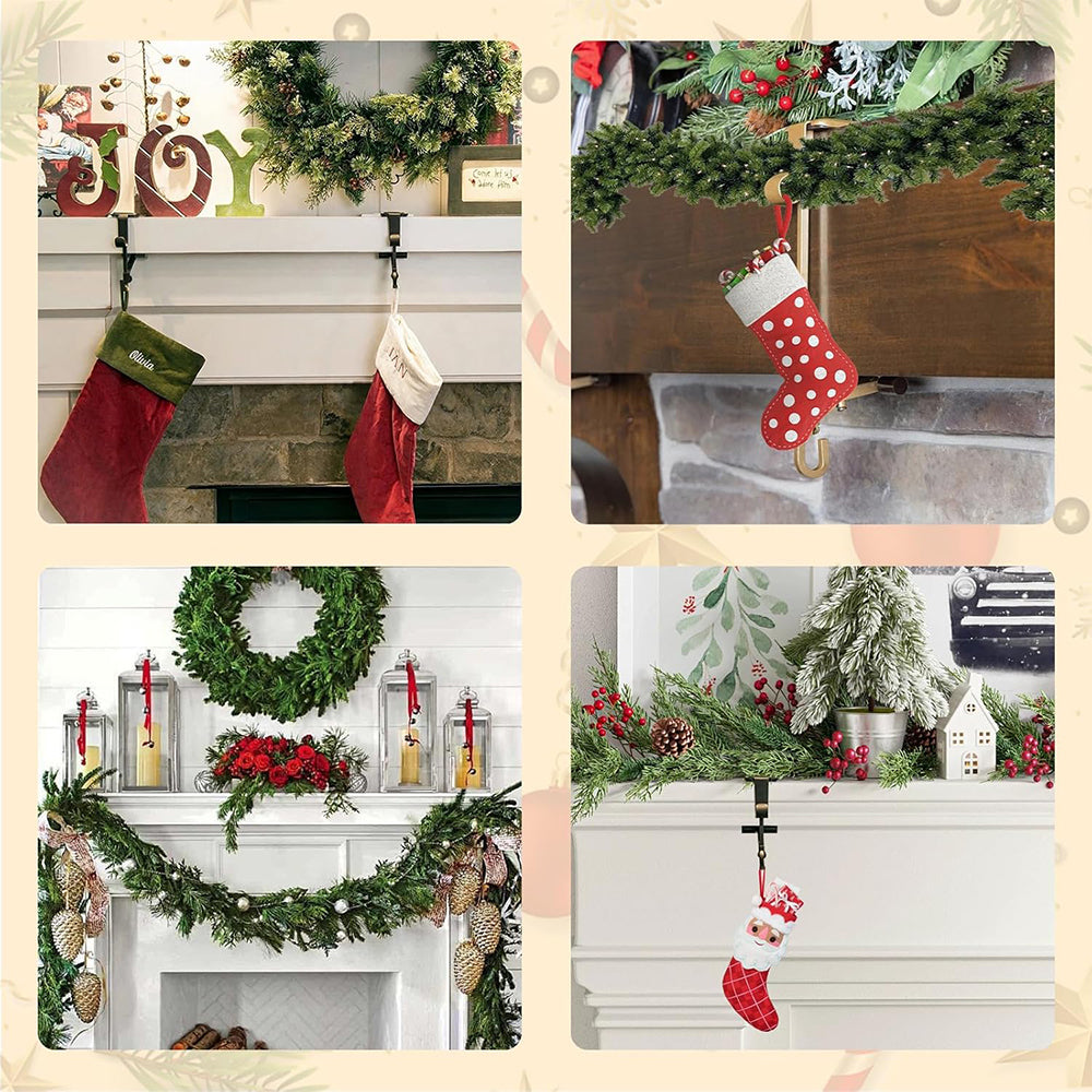 Sakerplus Adjustable Fireplace Garland And Stocking Hanger