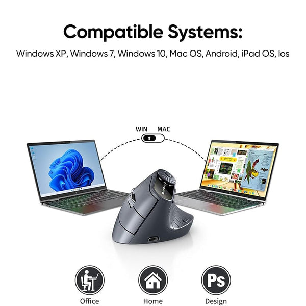 Sakerplus® Ergonomic Triple-Connect Wireless Mouse