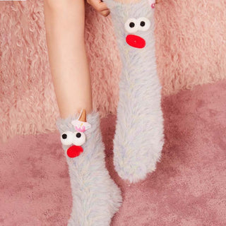 Saker Coral velvet three-dimensional quirky socks