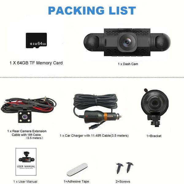 Sakerplus® 4 Channel FHD Dash Cam