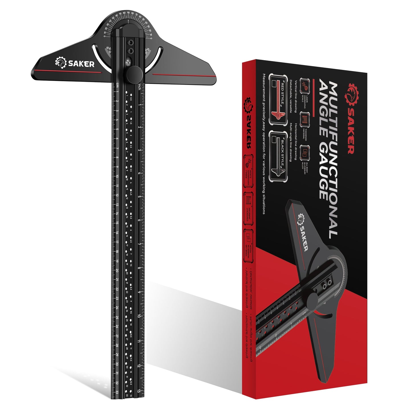 Saker Adjustable Aluminum Protractors with 33 cm Ruler