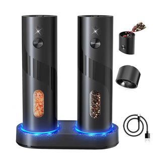Sakerplus® Electric Salt and Pepper Grinder Set with Charging Base