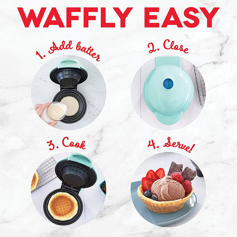 Sakerplus® Mini Waffle Bowl Maker Non-Stick Coating
