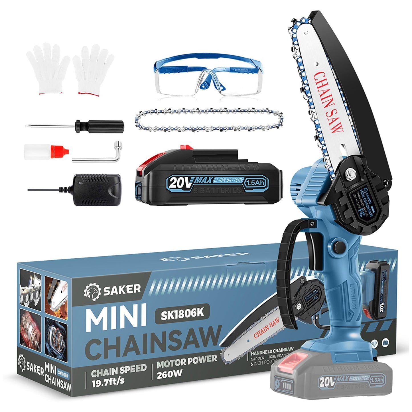 Sakerplus Mini Cordless Electric Chainsaw