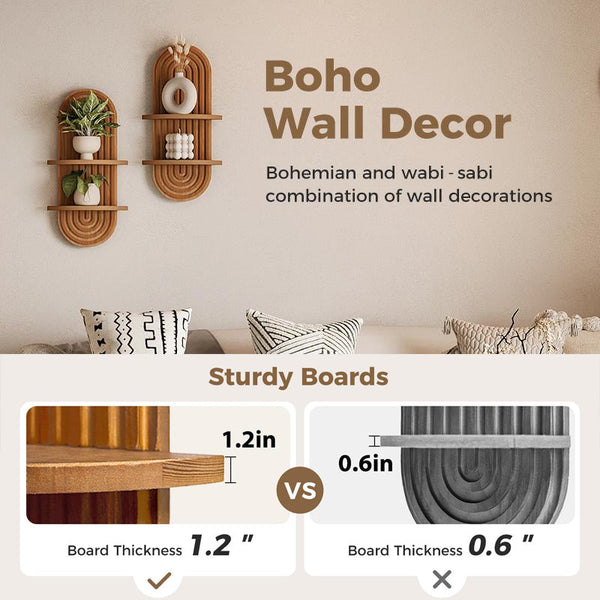 Sakerplus® Boho Arched Wooden Wall Shelf