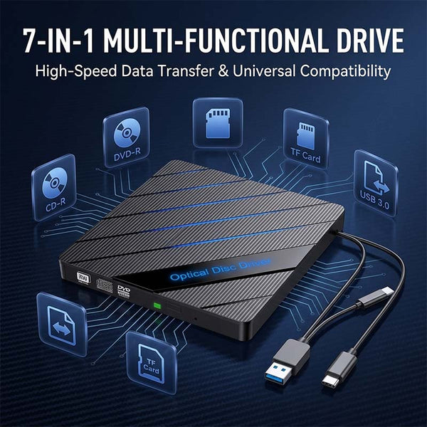Sakerplus® 8-In-1 Portable External DVD Drive