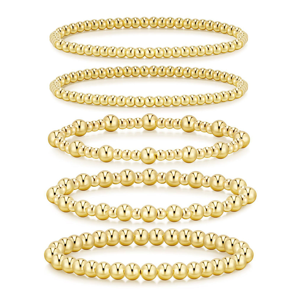 Sakerplus Gold Beaded Ball Bracelet Set