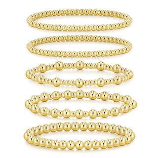 Sakerplus Gold Beaded Ball Bracelet Set