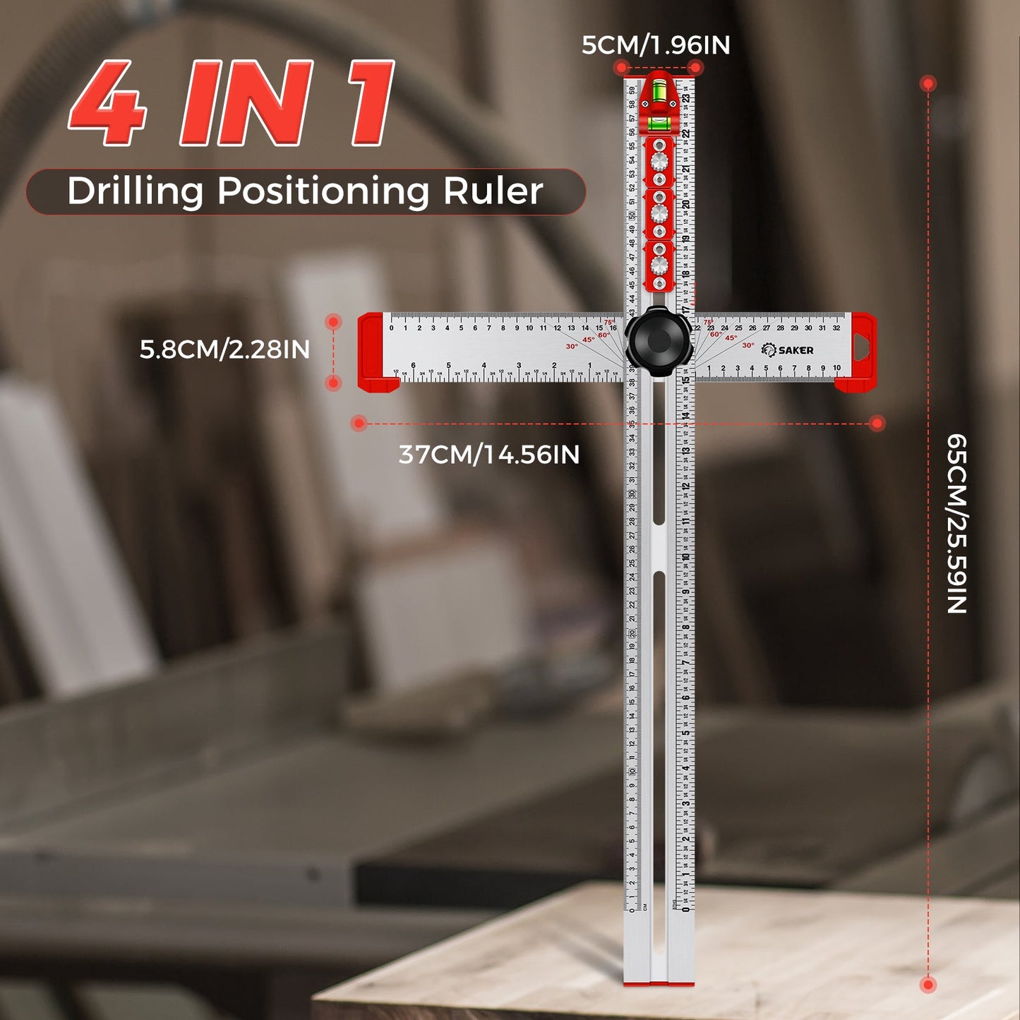 SAKER® 4 in 1 Drilling Positioning Ruler