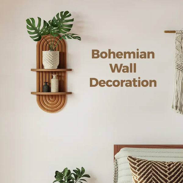 Sakerplus® Boho Arched Wooden Wall Shelf
