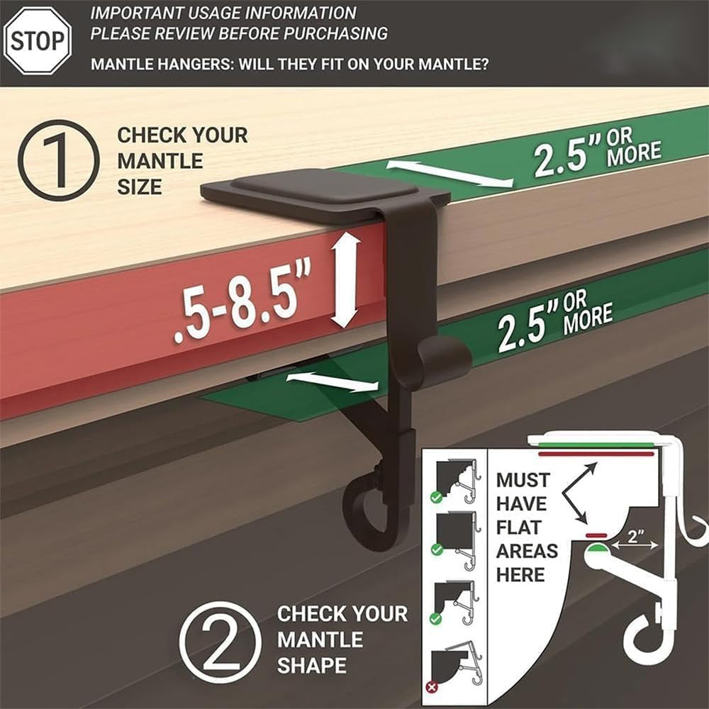 Sakerplus Adjustable Fireplace Garland And Stocking Hanger