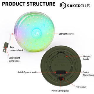 Sakerplus Rechargeable Outdoor Camping String Lights