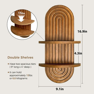 Sakerplus® Boho Arched Wooden Wall Shelf