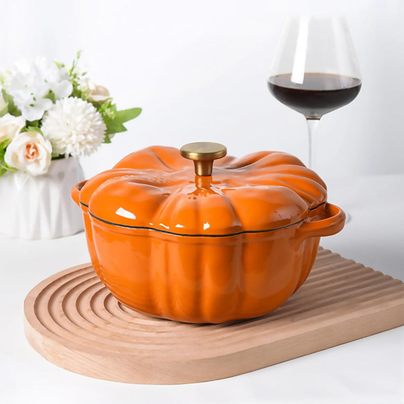 Sakerplus® Enameled Cast Iron Pumpkin Dutch Oven