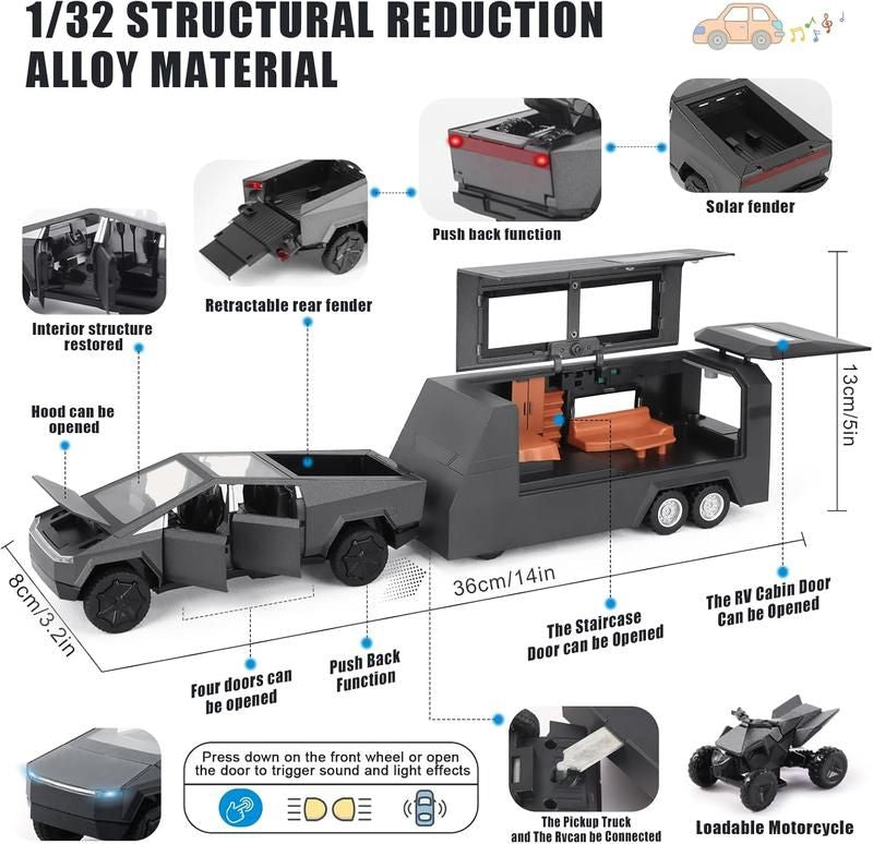Sakerplus® Truck And RV Trailer Toy Set