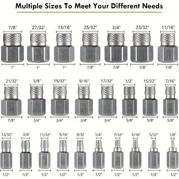 Sakerplus® 25-Piece Impact Bolt Extractor Set