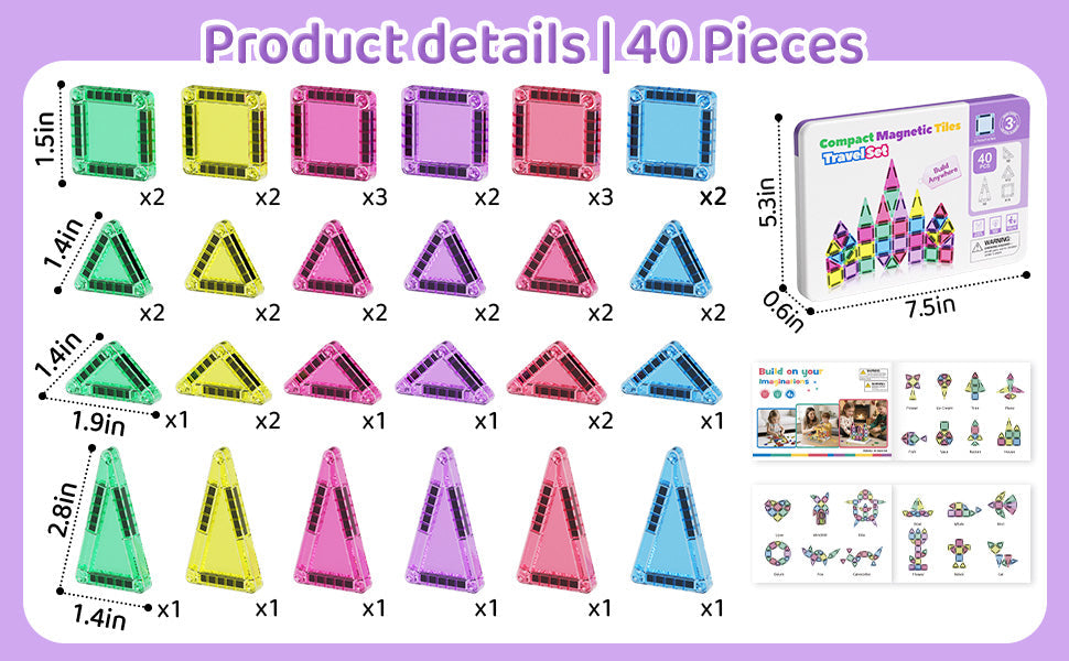 Sakerplus Magnetic Tiles Building Blocks Set