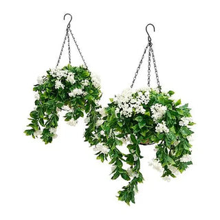 Sakerplus® Faux Crepe Myrtle Hanging Flower Basket 2 Pack