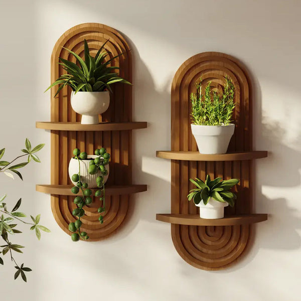 Sakerplus® Boho Arched Wooden Wall Shelf
