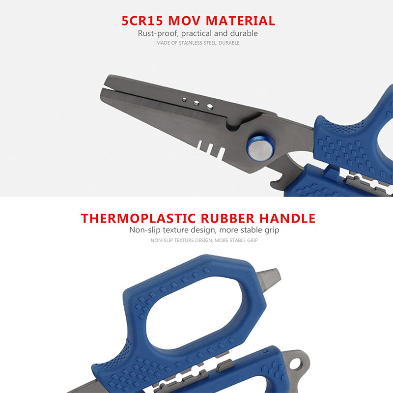 Sakerplus 6.5" Pro Dual Serrated Blades Fishing Shears