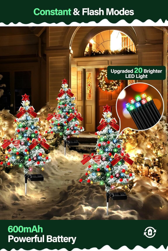 Sakerplus® Solar Christmas Tree Pathway Lights