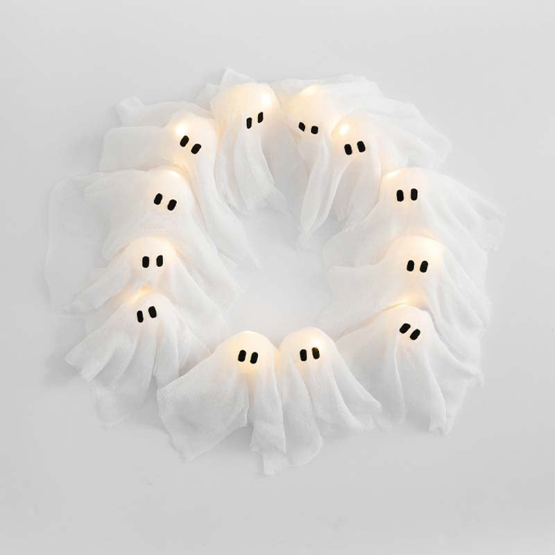 Sakerplus Light-Up Halloween Ghost Wreath