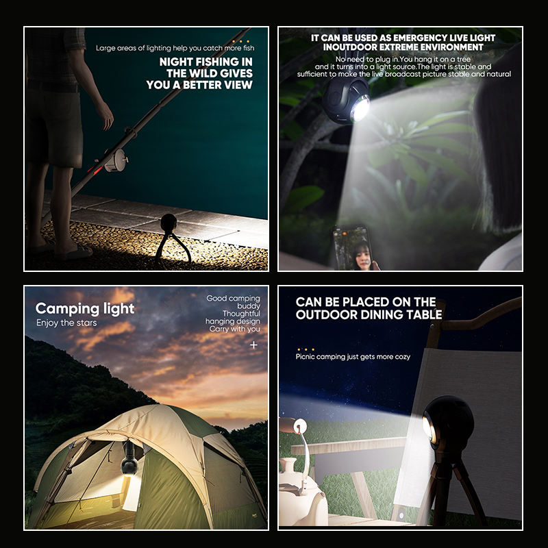 Sakerplus Rechargeable Magnetic Tripod Photography Camping Light