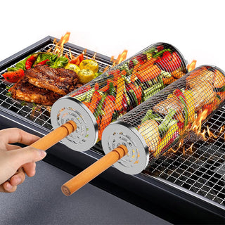 Sakerplus® Rolling Grill Basket Set