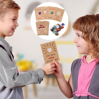 SAKER® 24 Pack Valentines Cards with Heart-Shape Crystals