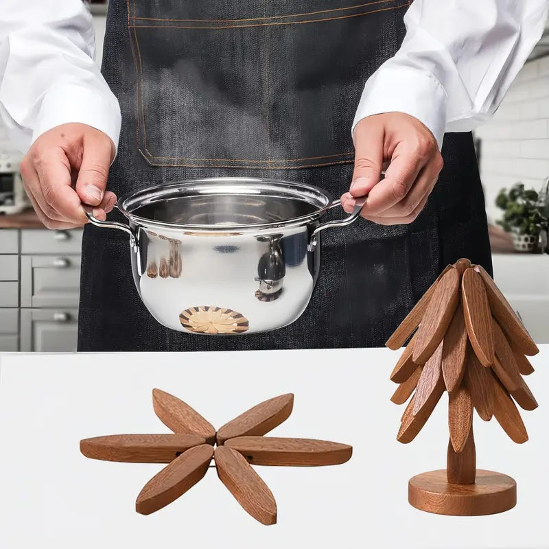 Sakerplus® Wooden Tree Trivets For Hot Dishes 4pcs