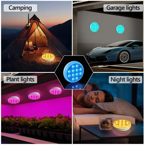Sakerplus® 2/4 PCS-Ultra-High Brightness Rechargeable Submersible LED Lights with Remote