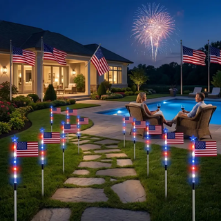 Sakerplus® Patriotic Solar Flag Light Set