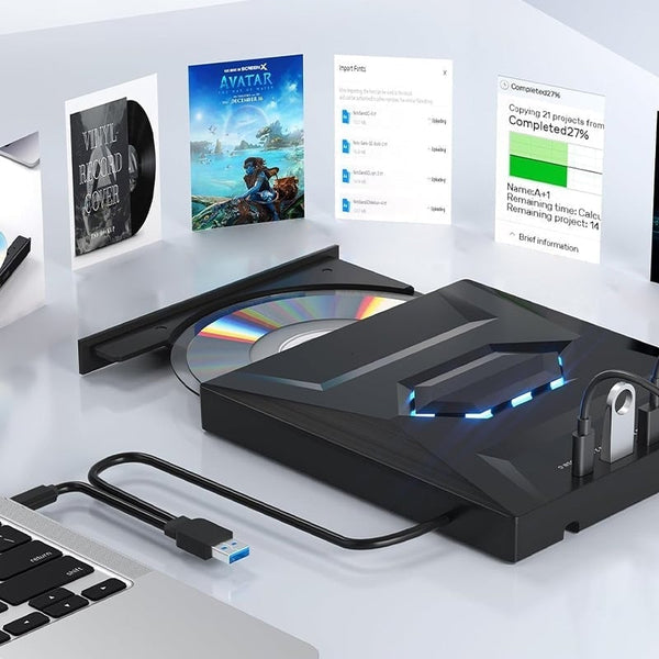 Sakerplus® 7-in-1 External USB DVD Drive & Blu-ray Player