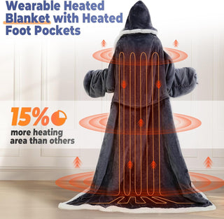 Sakerplus® Electric Wearable Throw Blanket with Sleeves