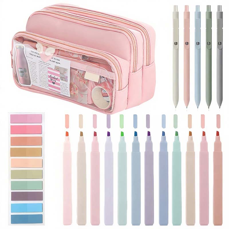 Sakerplus Cute Pink School Supplies Set