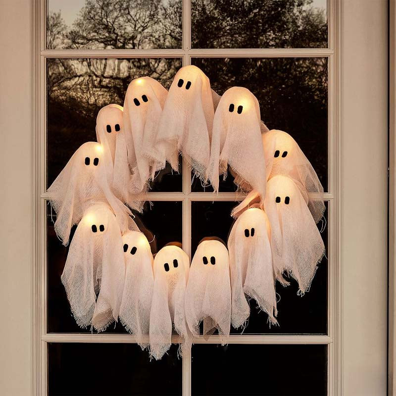 Sakerplus Light-Up Halloween Ghost Wreath