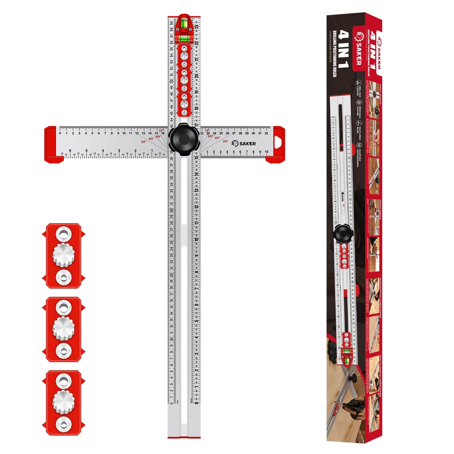 SAKER® 4 in 1 Drilling Positioning Ruler