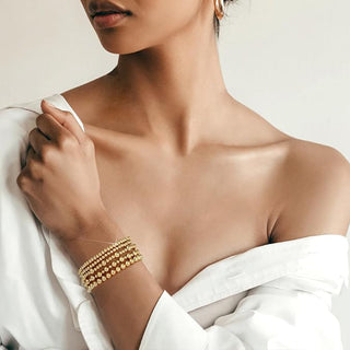 Sakerplus Gold Beaded Ball Bracelet Set