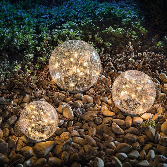 Solar LED Crackle Glass Ball Ground Lights