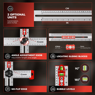 SAKER® 4 in 1 Drilling Positioning Ruler