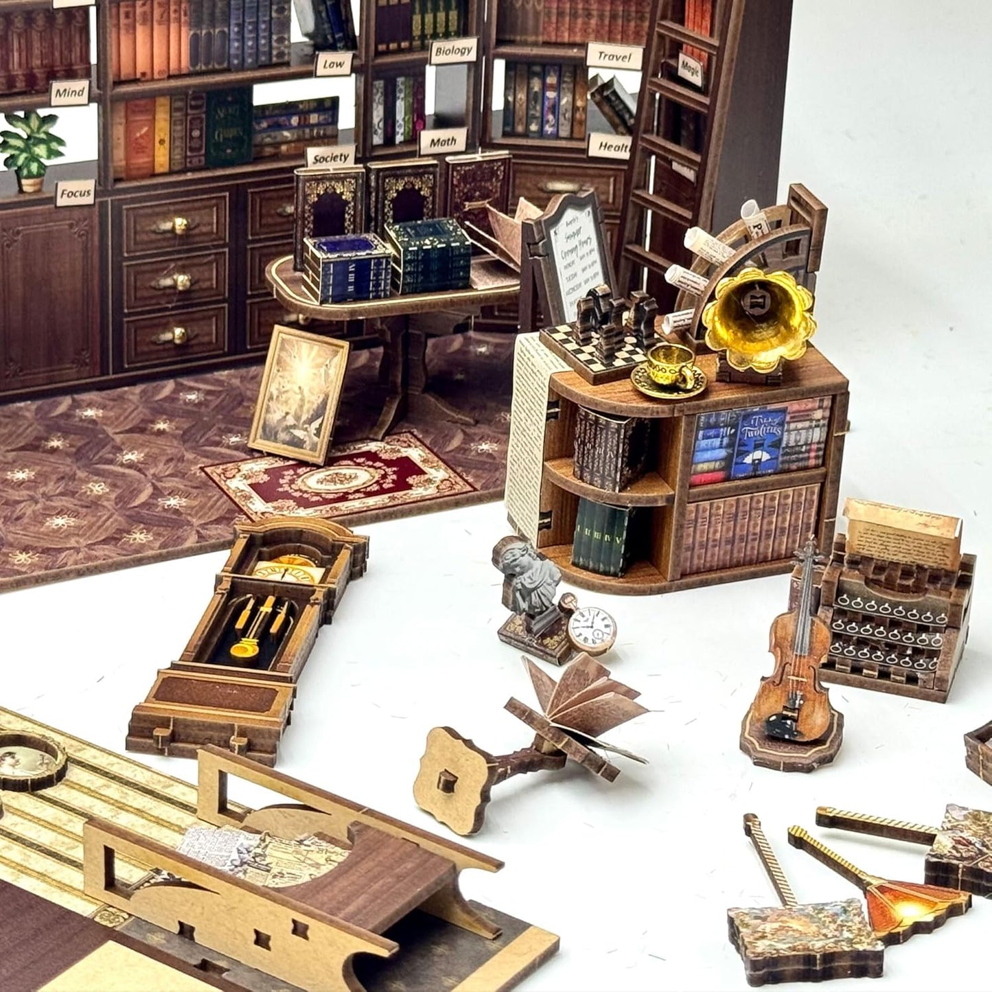 Sakerplus® 3D Wooden Book Nook Diorama Kit