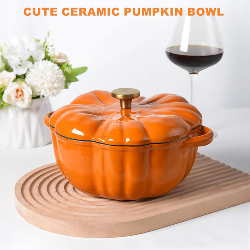 Sakerplus® Enameled Cast Iron Pumpkin Dutch Oven