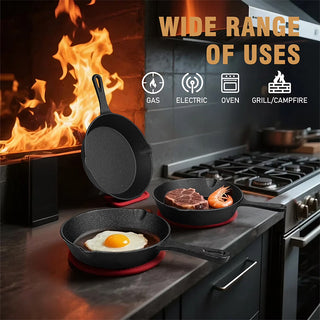 Sakerplus® Pre-Seasoned Cast Iron Skillet Set