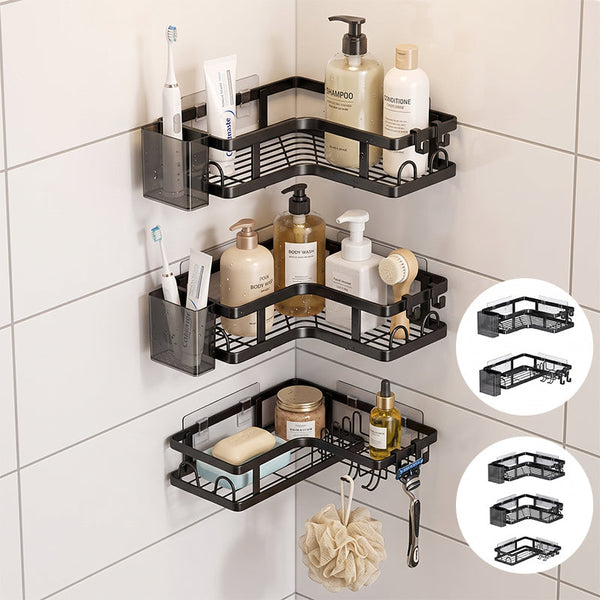Sakerplus® Drill-Free Bathroom Corner Shelf Set