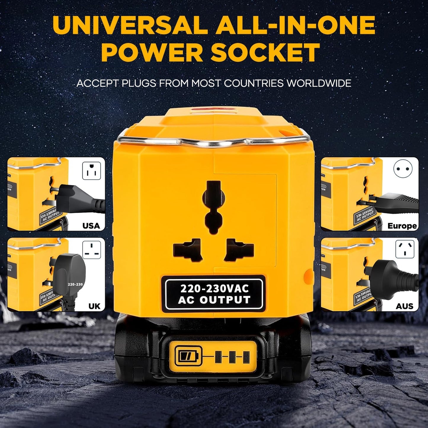 Saker 200W Power Inverter for 18-20V to 220V Adapter