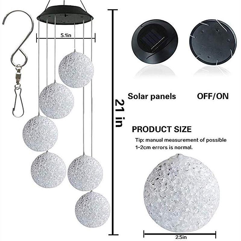 Outdoor Solar Powered Crystal Ball Light Wind Chime Lights